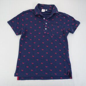 Michael Bastian X Uniqlo Men's Size Small Blue‎ Cotton Print Short Sleeve Polo